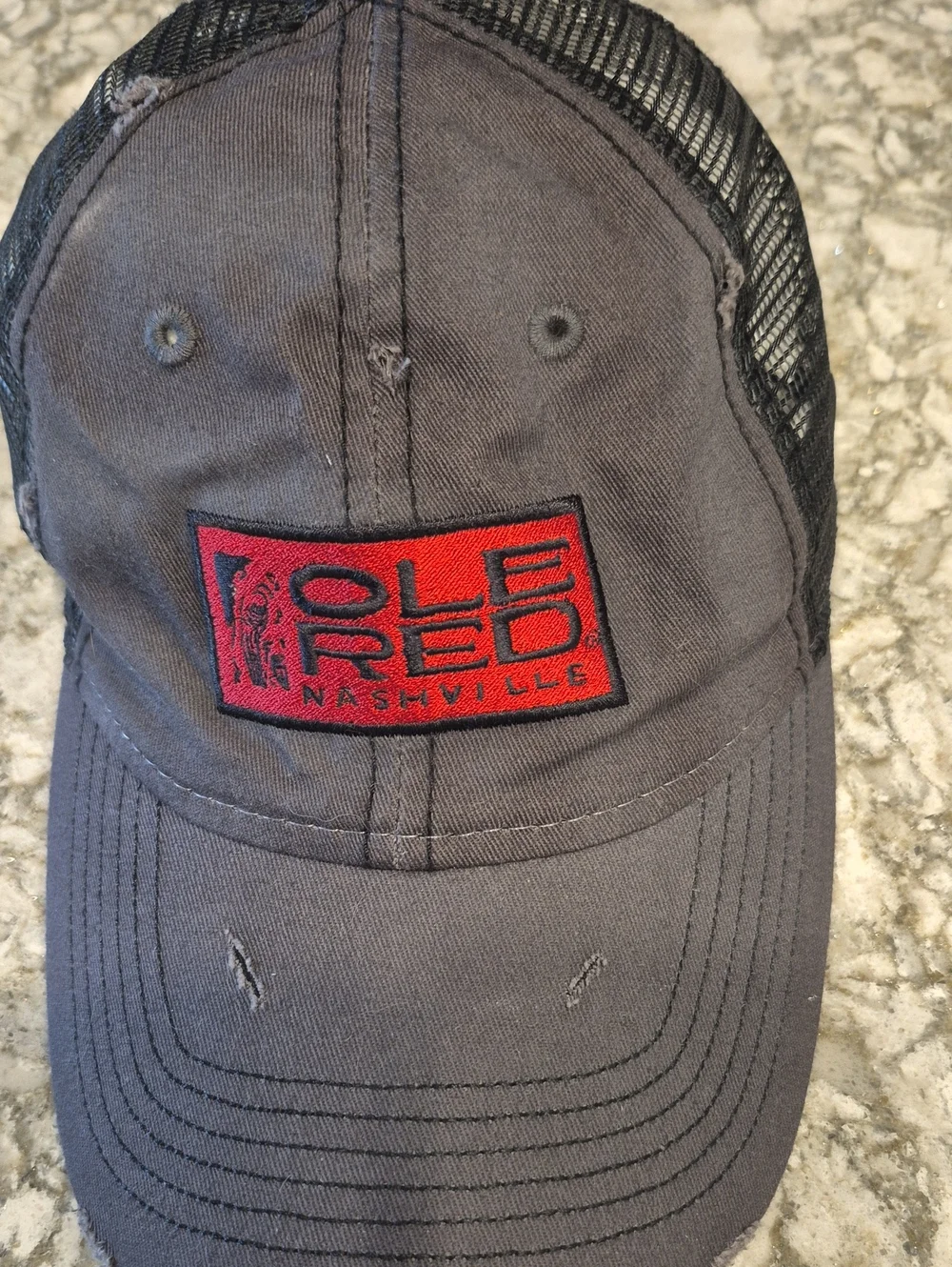 Nashville Ole Red Blake Shelton Black Trucker Hat with Red Patxh Logo